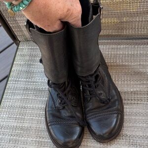 All Saints Ladies Black Combat Boots-6